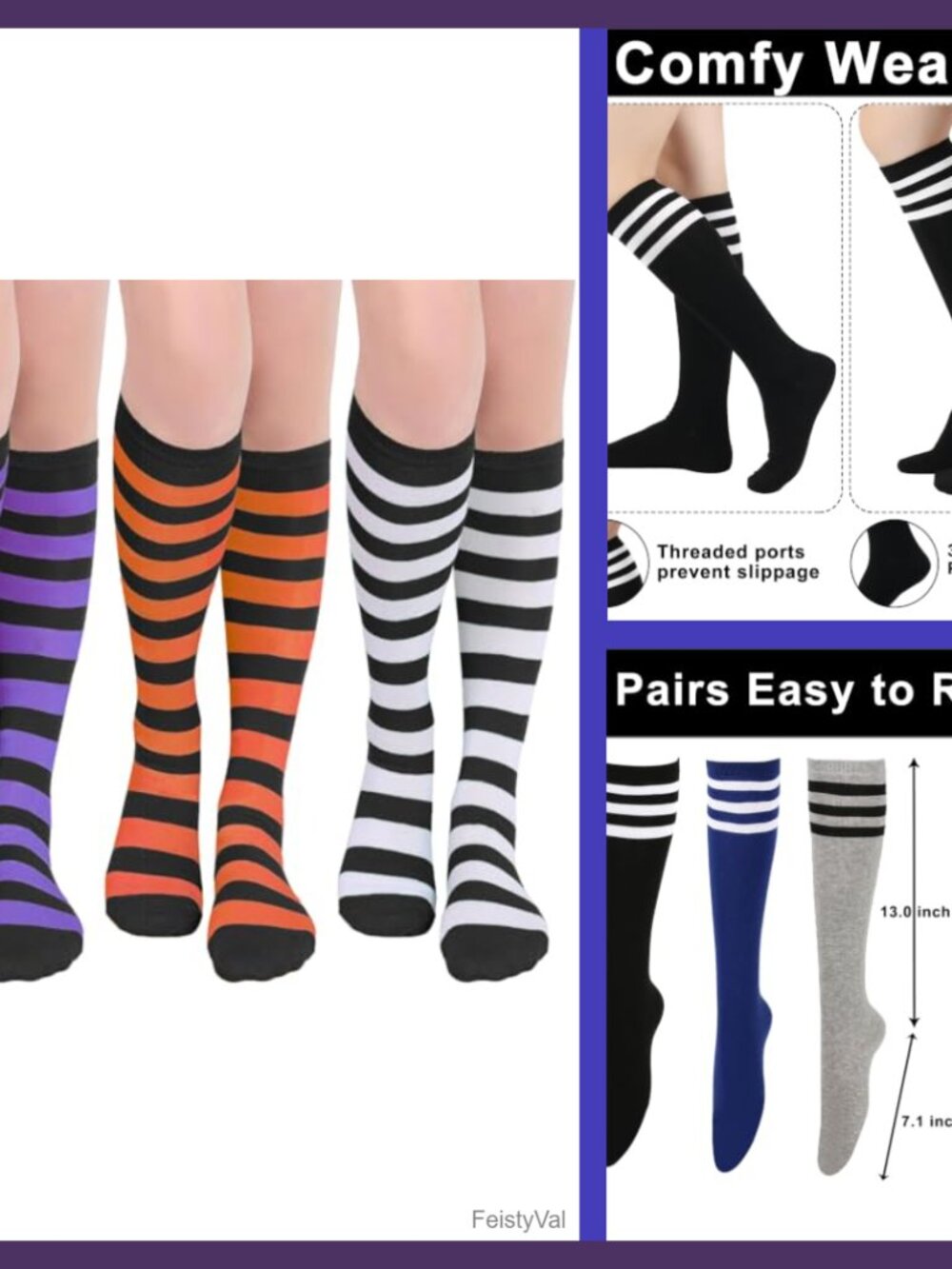 Women's Knee High Cotton Socks for Casual & Sports